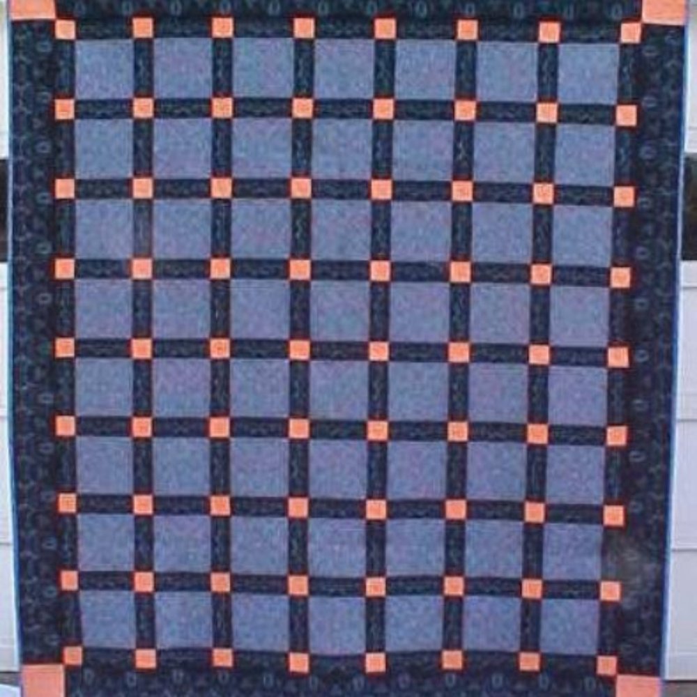 Quilt Custom Quilted Throw Sz 66 x 72 Black Salmon